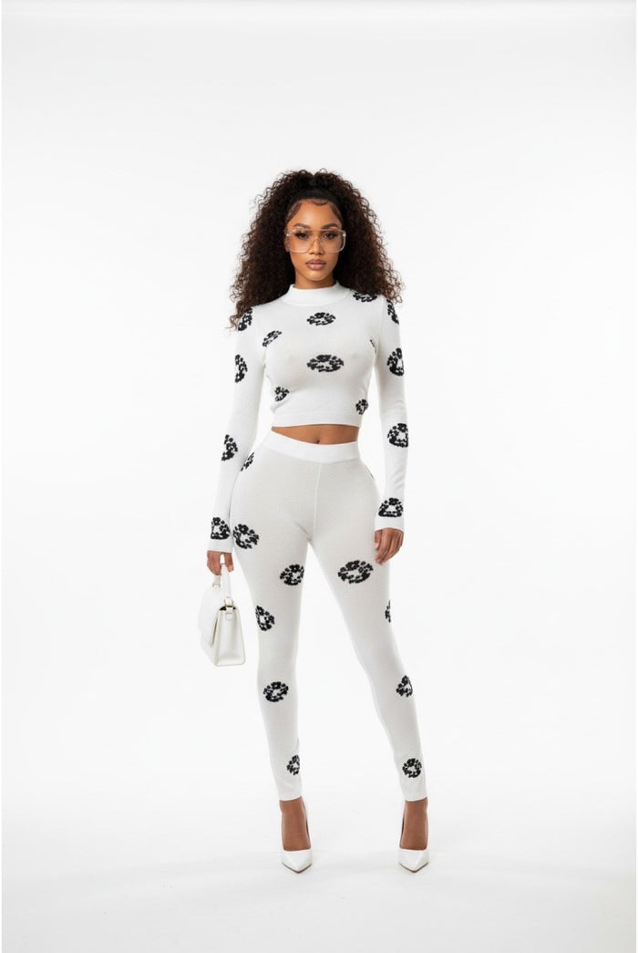 Not Even Trying - Matching Long sleeve Spotted Print Pants Set