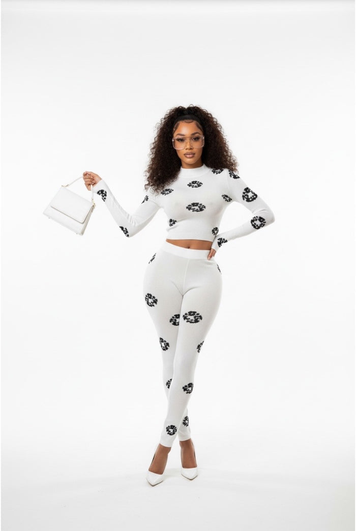 Not Even Trying - Matching Long sleeve Spotted Print Pants Set