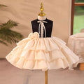 O-Neck 3D Flowers Girl Dress With Bow Sleeveless J803