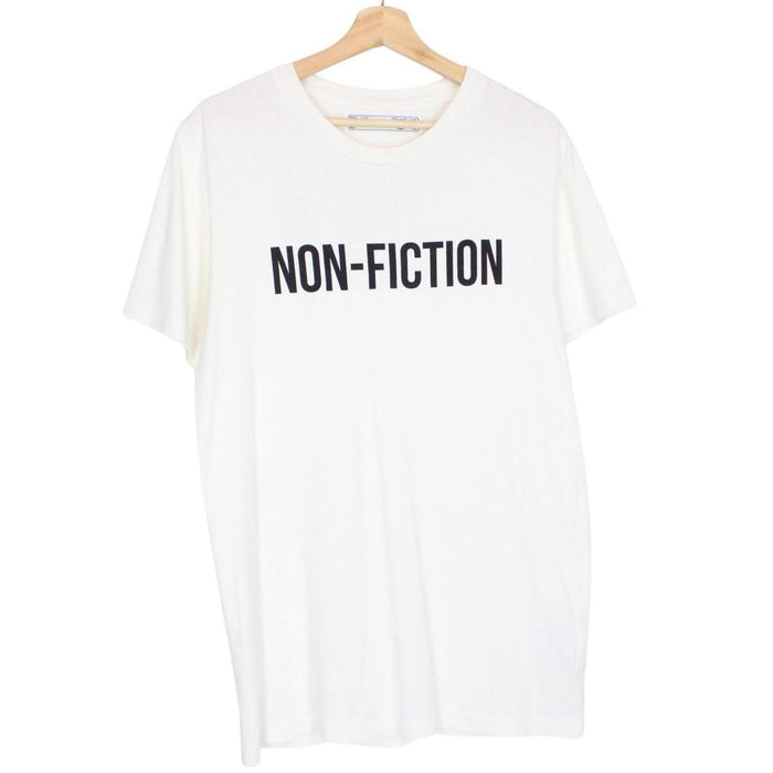 Off White White and Black Non-Fiction Print Short Sleeve T-Shirt