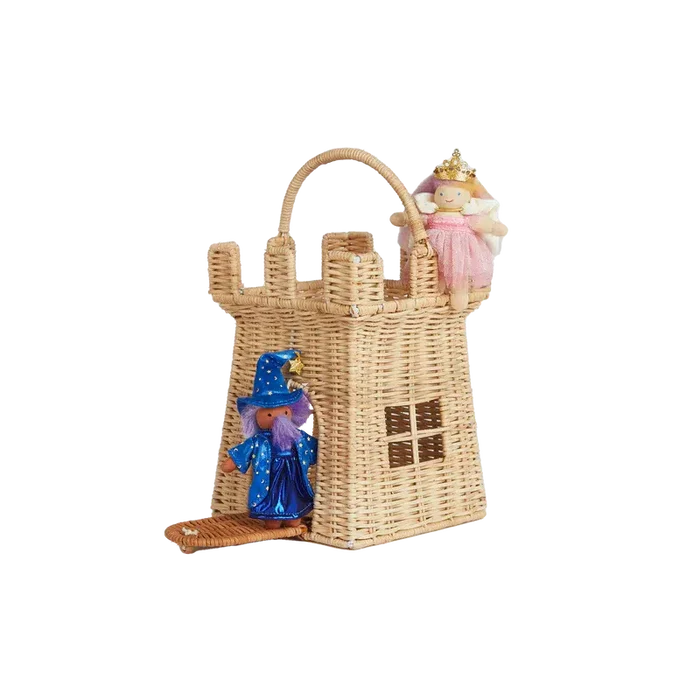 Olli Ella Rattan Castle Bag-Simply Green Baby