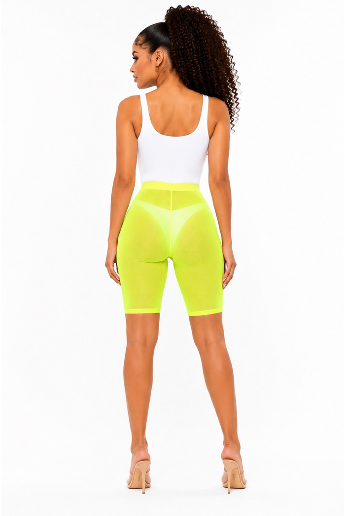 On One – Stretch Mesh Biker Shorts with Sheer Detail