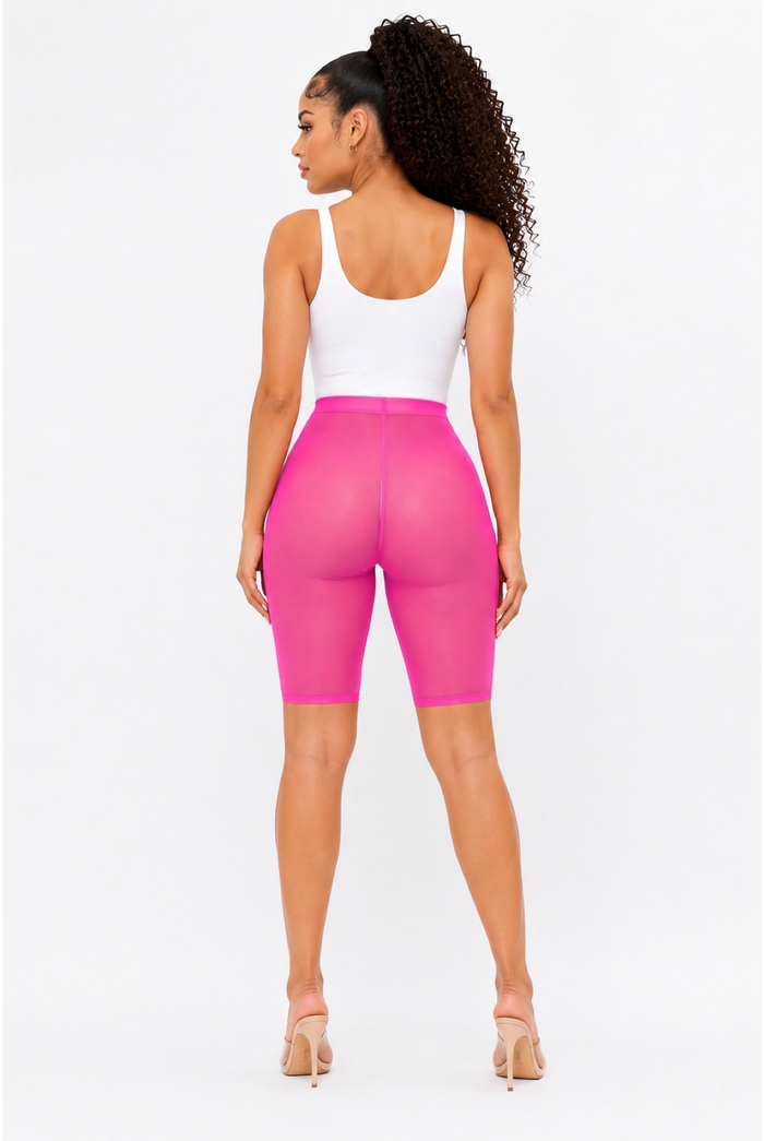 On One – Stretch Mesh Biker Shorts with Sheer Detail