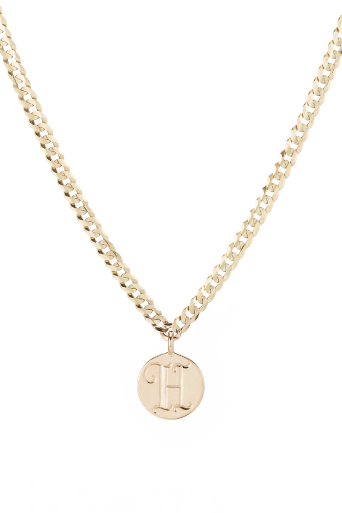 One Medallion Signet Necklace - Yellow Gold