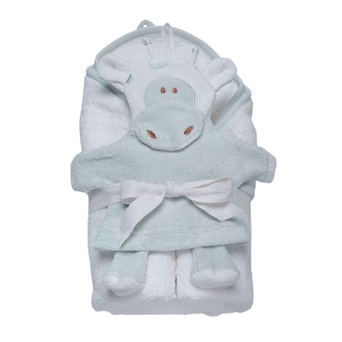 Organic Cotton Deluxe Hooded Towel + Washcloth Set, Giraffe