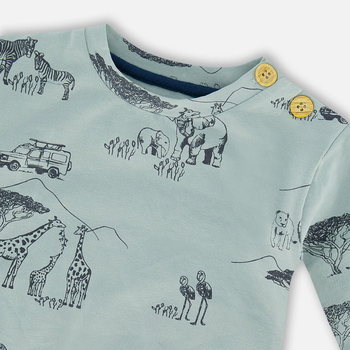 Organic Cotton Long Sleeve Top + Evolutive Pant Set, Small Jungle World