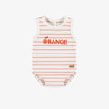 Organic Cotton Tank Bodysuit, Orange Stripes
