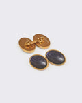Ouless Cufflink Oval Enamel Blue Goldstone