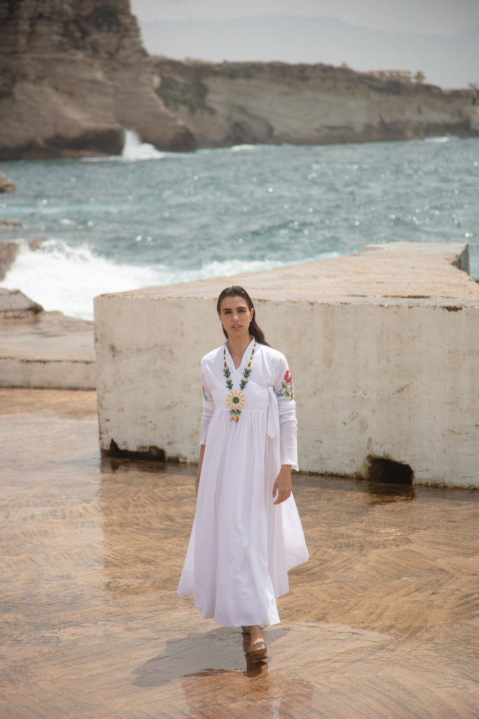 Ouns Cotton White Dress