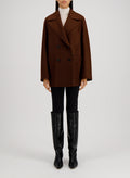 Oversized Sailor Jacket Pressed Wool & Quilted Liberty London Lining - Dark Brown