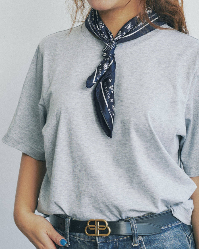 Paisley Silk Bandana Scarf - Midnight Blue