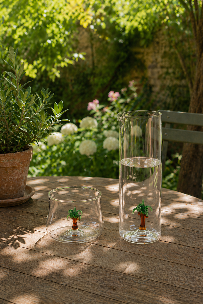 Palm Tree Glass Jug