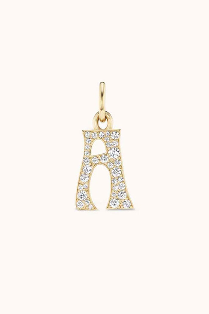 Pave Alphabet Letter Charm - Diamonds Yellow Gold