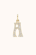 Pave Alphabet Letter Charm - Diamonds Yellow Gold