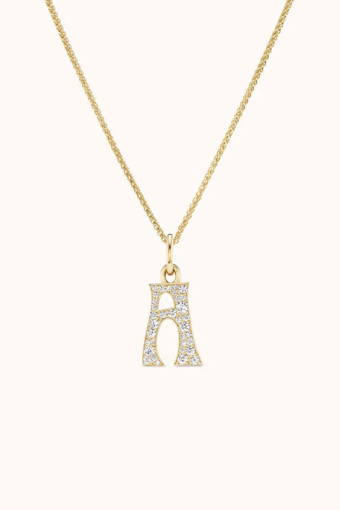 Pave Alphabet Letter Charm - Diamonds Yellow Gold