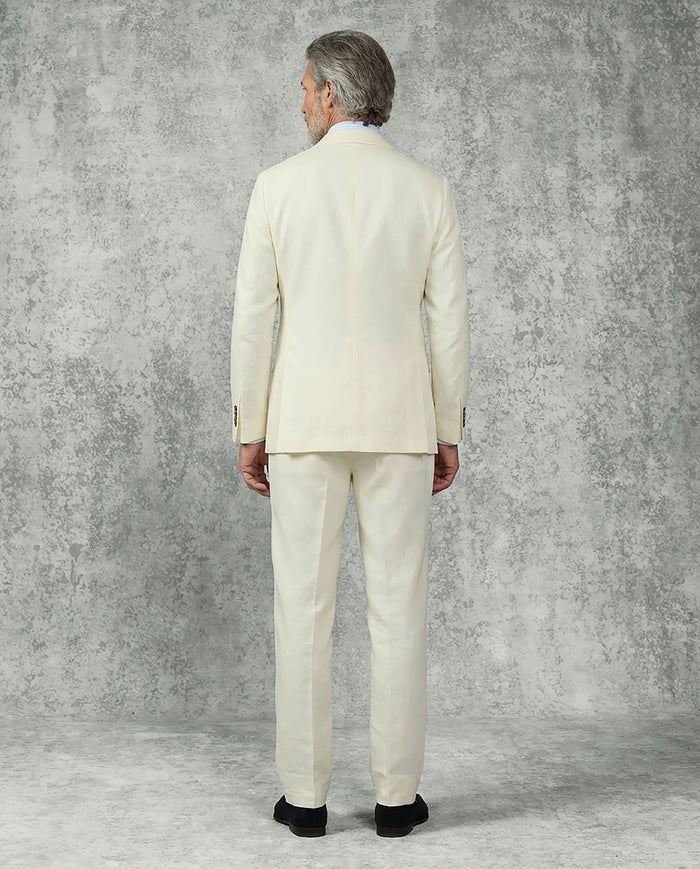 Pearce Cotton Linen Herringbone Suit Jacket White