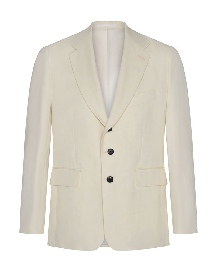 Pearce Cotton Linen Herringbone Suit Jacket White