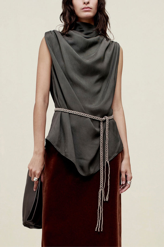 Penny Draped Top - Chrome