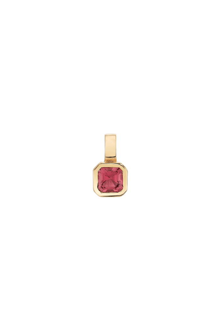 Petite Dahlia Asscher Charm - Pink Tourmaline 14k Yellow Gold