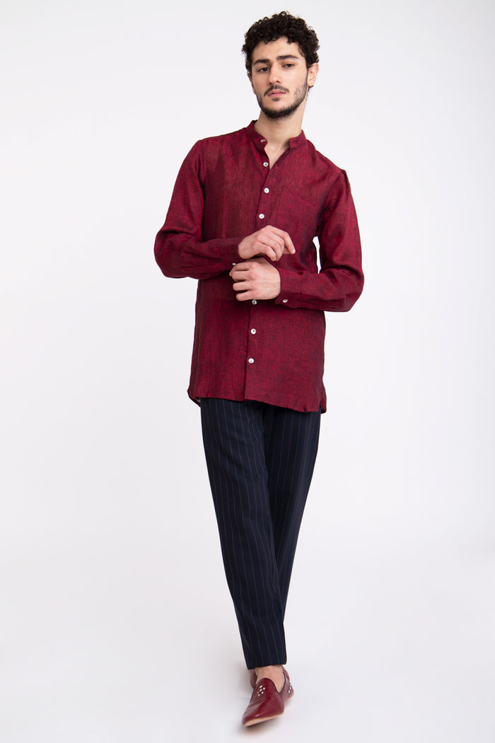 Philippe Linen Burgundy Shirt