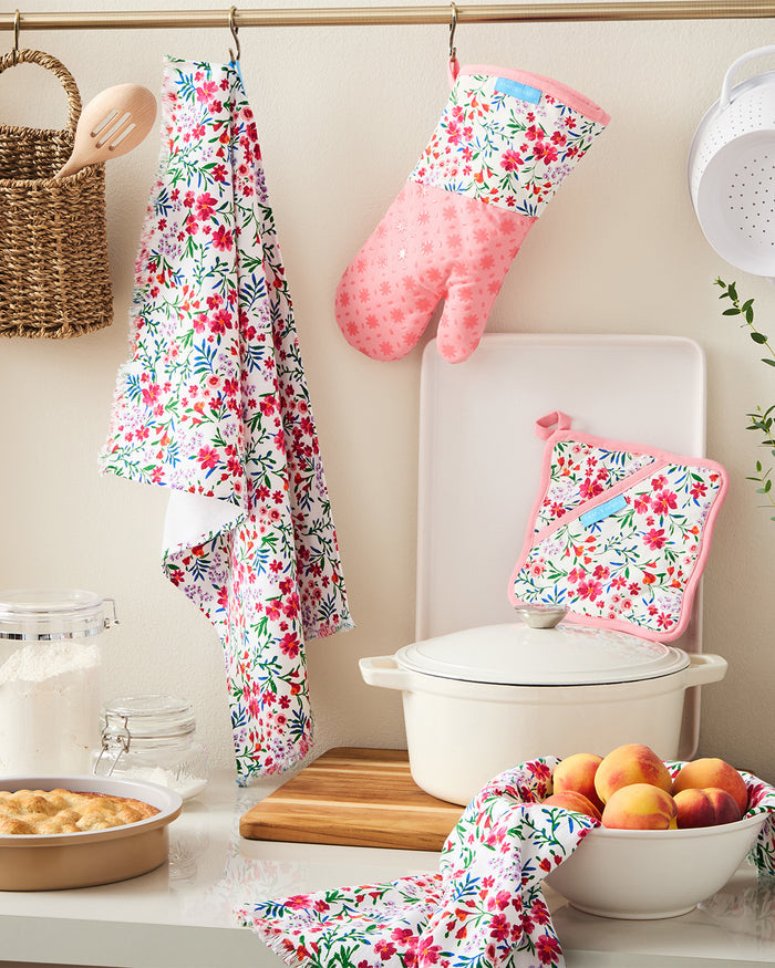 Pink Field Flowers Kitchen Set