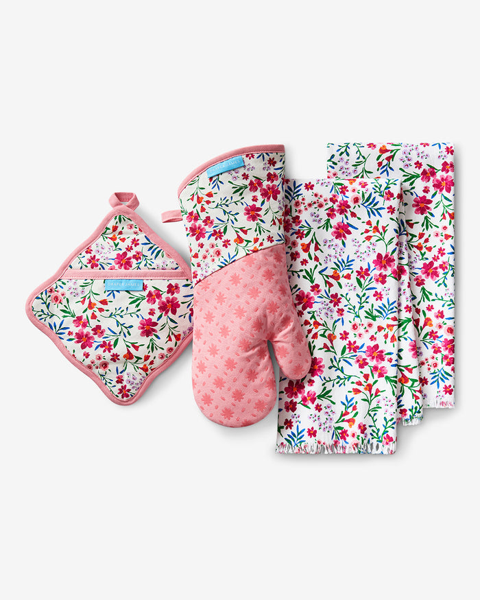 Pink Field Flowers Kitchen Set