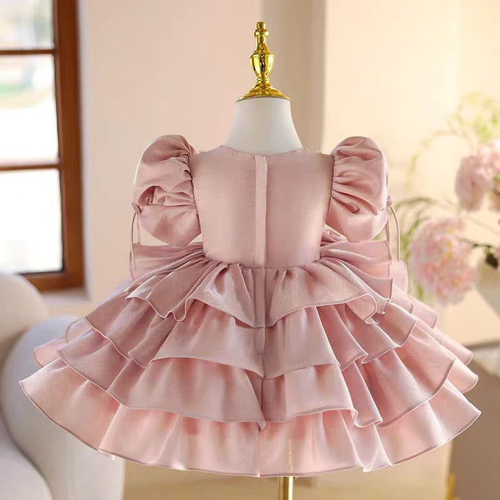 Pink knee Length Flower Girl Dress for Party Birthday J540