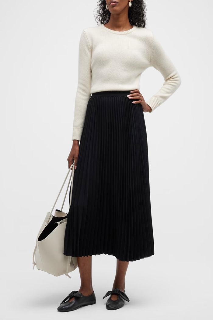 Pleated Elastic Waistband Skirt - Black