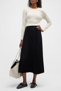 Pleated Elastic Waistband Skirt - Black