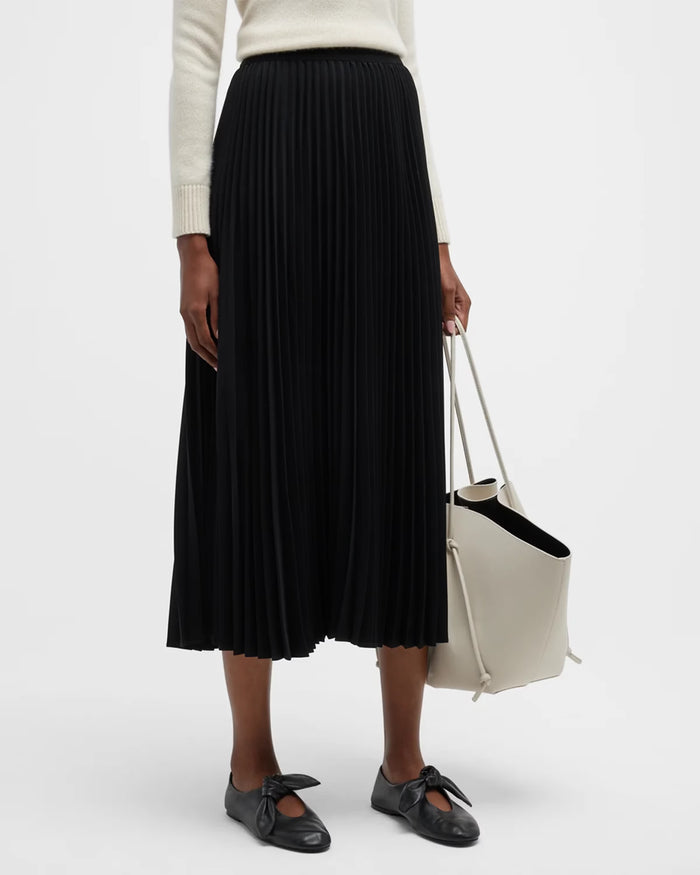 Pleated Elastic Waistband Skirt - Black