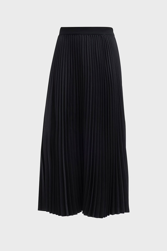 Pleated Elastic Waistband Skirt - Black