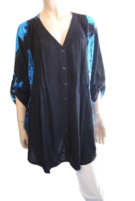 Plusss Crinkle Rayon Pleat Front Top