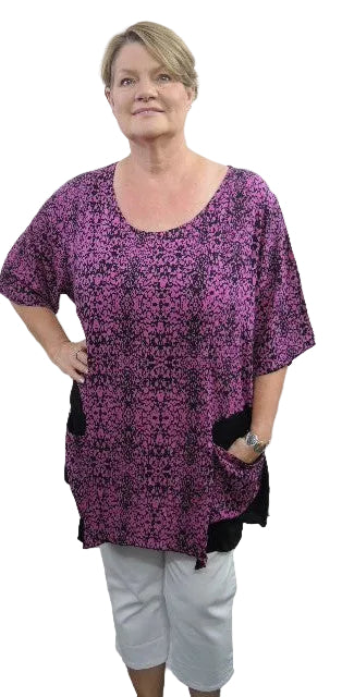 Plusss Crinkle Rayon Pocket Top