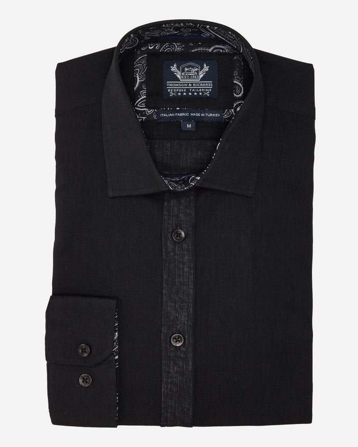 Pogba Black Linen Shirt - Men's Casual Shirts at Menzclub