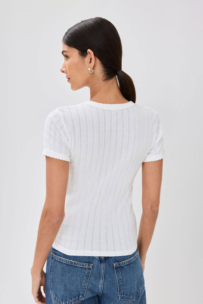 Pointelle Slim Fit Tee - White