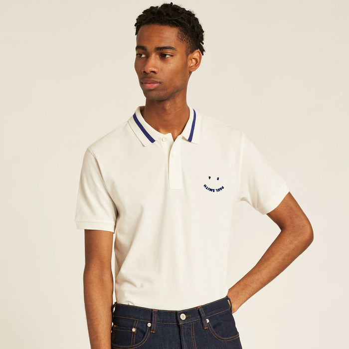 PS Paul Smith - Slim Fit 'Happy' Polo Shirt in Off White - Nigel Clare