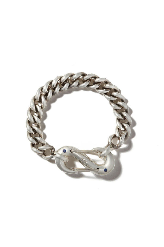 Pushmipullyu Lock - Sterling Silver w/ Blue Sapphire 8k White Gold Wire