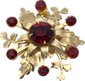 Red & Gold Flower Burst Brooch