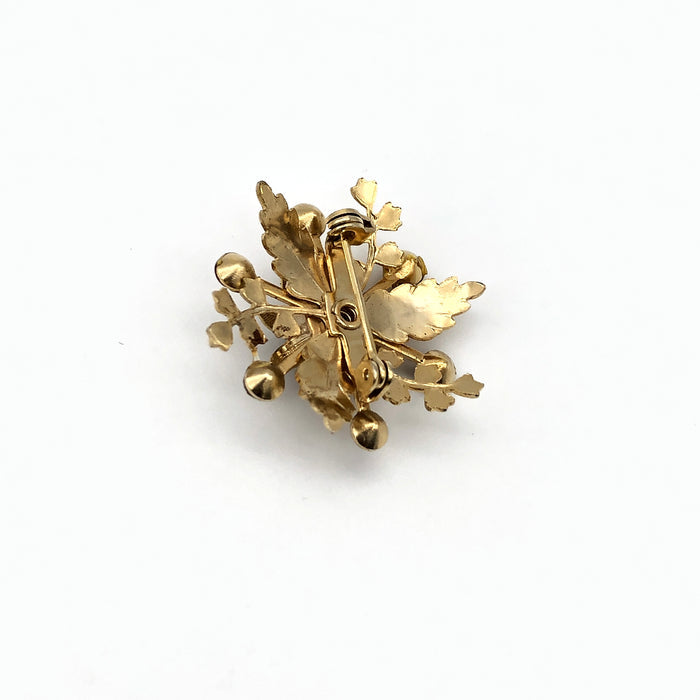 Red & Gold Flower Burst Brooch