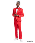 Red Solid Shiny U-Shape Vest Mens-suit - Giorgio's Menswear