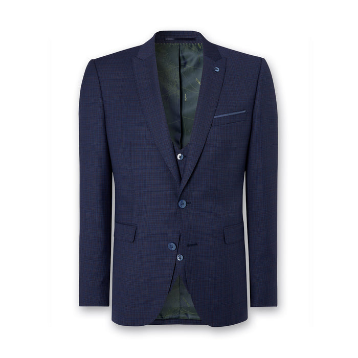 Remus Uomo - 3 Piece Mario Slim Fit Microcheck Suit in Navy - Nigel Clare