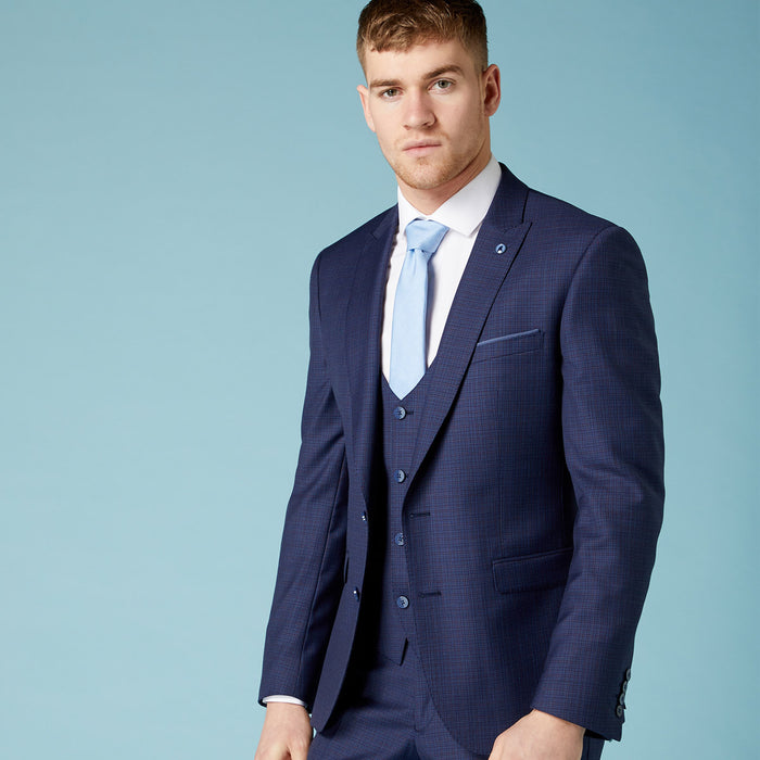 Remus Uomo - 3 Piece Mario Slim Fit Microcheck Suit in Navy - Nigel Clare