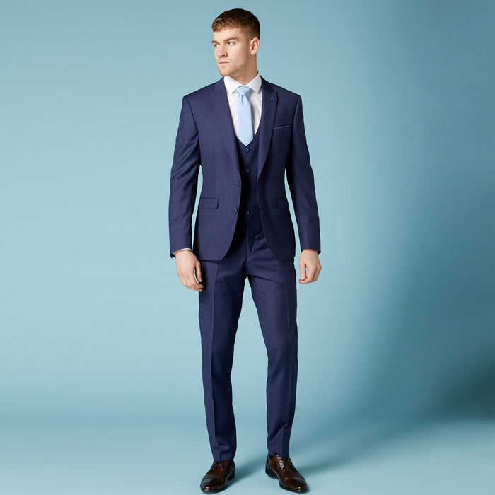 Remus Uomo - 3 Piece Mario Slim Fit Microcheck Suit in Navy - Nigel Clare