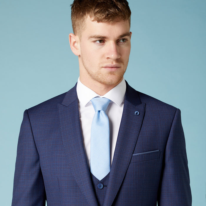Remus Uomo - 3 Piece Mario Slim Fit Microcheck Suit in Navy - Nigel Clare