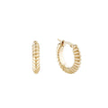 Ridged Knife Edge Helium Hoops - 14k Yellow Gold