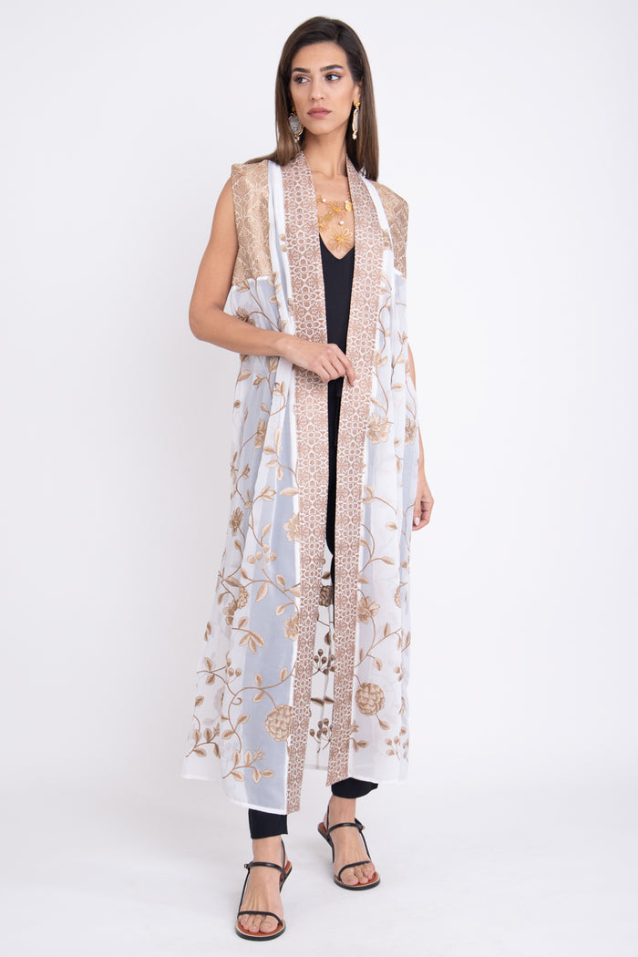 Rim Silk Georgette Gold Abaya