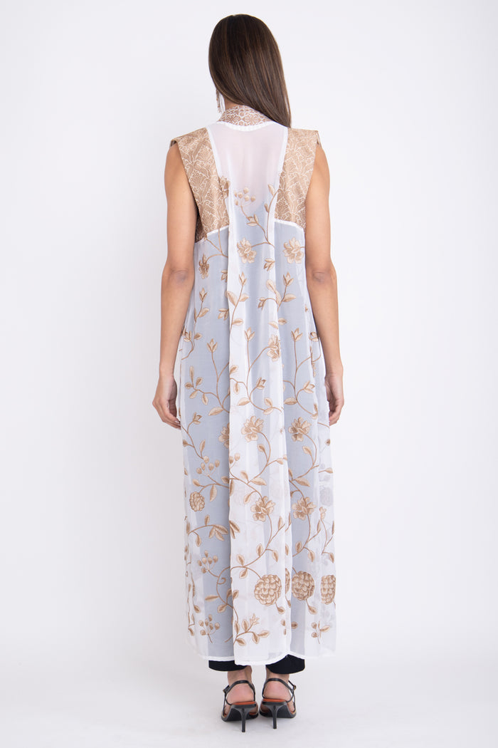 Rim Silk Georgette Gold Abaya