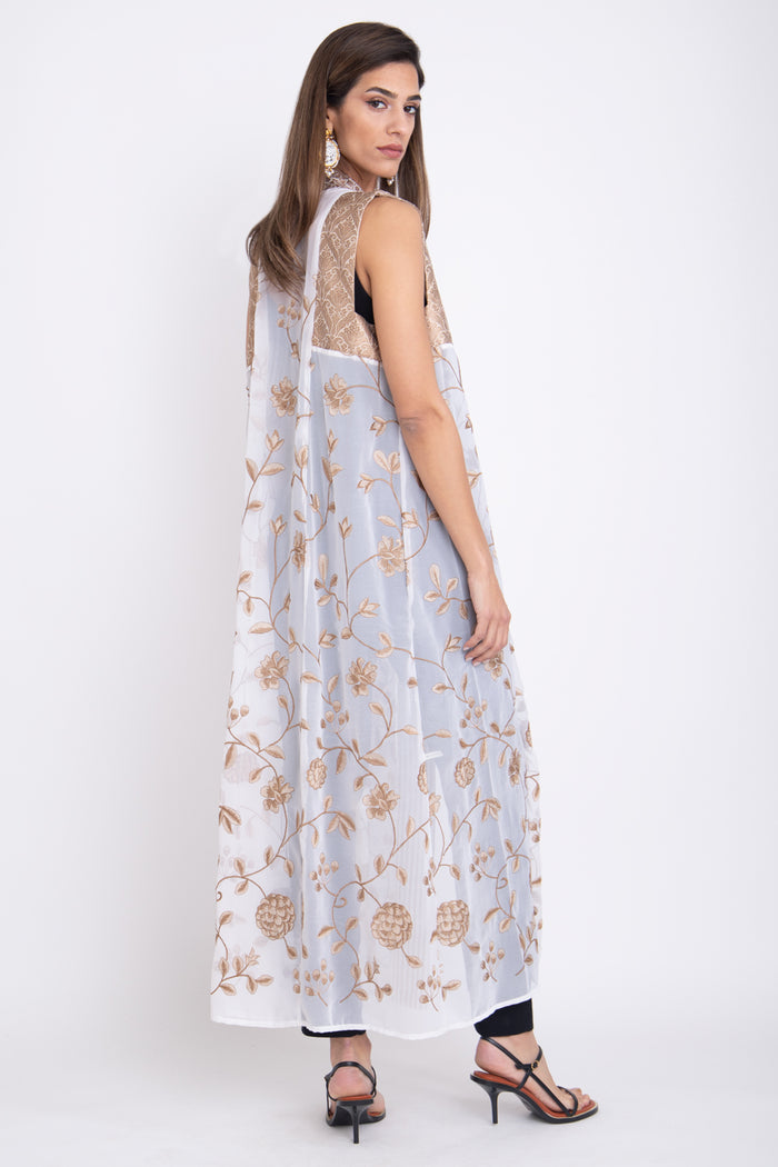 Rim Silk Georgette Gold Abaya