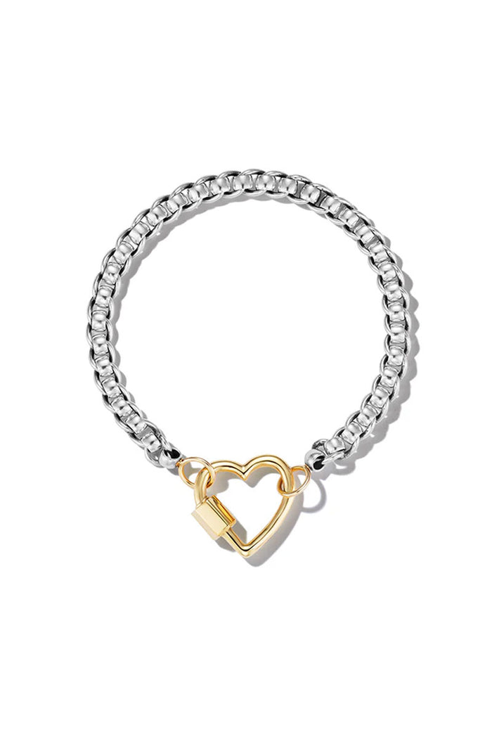 Rolling Curb Bracelet - Silver w/ Yellow Gold Loops