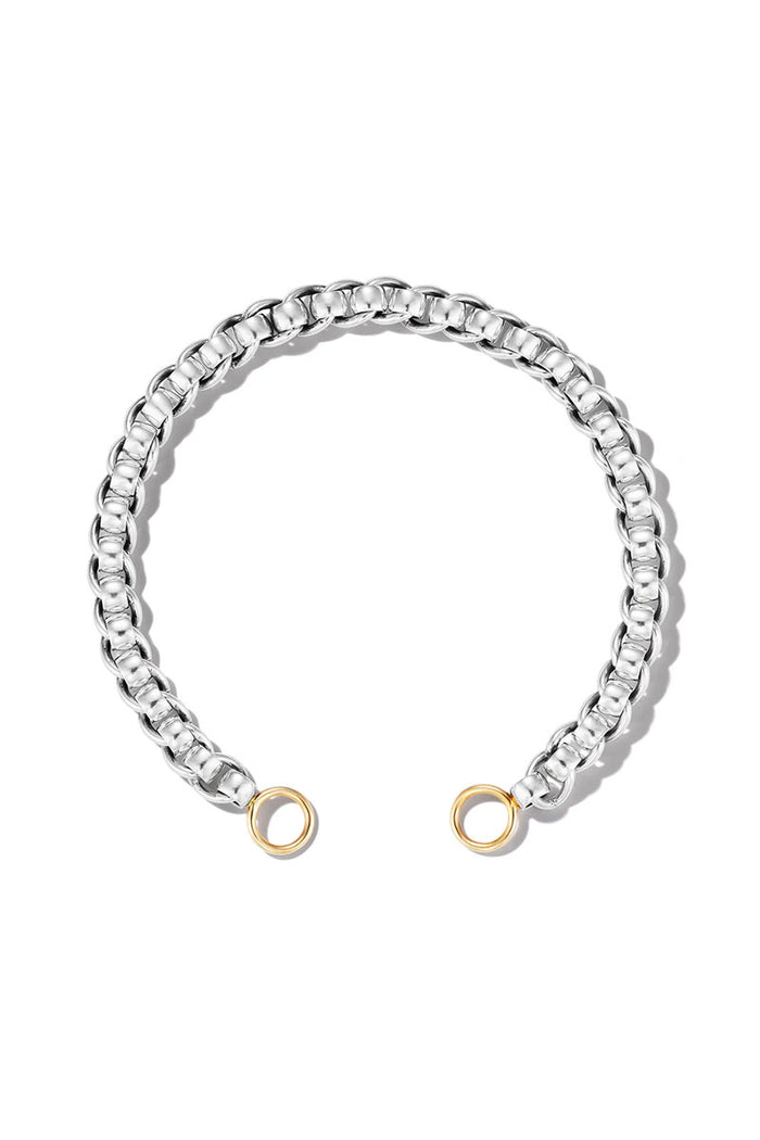 Rolling Curb Bracelet - Silver w/ Yellow Gold Loops